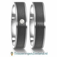 Trouwringen Carbon met edelstaal