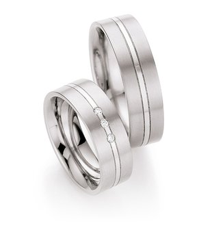 Trouwringen in titanium met diamant(en) per paar 