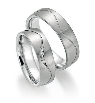 Trouwringen in Titanium en Platina 600 met diamant(en) per paar 