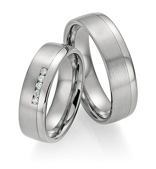 Trouwringen in Titanium en Platina 600 met diamant(en) per paar 