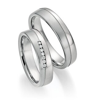 Trouwringen in Titanium en Platina 600 met diamant(en) per paar 