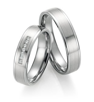 Trouwringen in Titanium en Platina 600 met diamant(en) per paar 