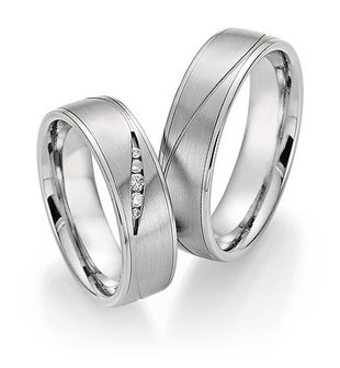 Trouwringen in Titanium en Platina 600 met diamant(en) per paar 