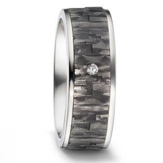 Trouwringen in Carbon en Titanium met diamant(en) per paar 