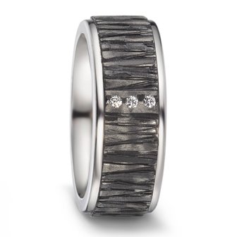 Trouwringen in Carbon en Titanium met diamant(en) per paar 