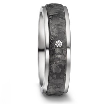 Trouwringen in Carbon en Titanium met diamant(en) per paar 