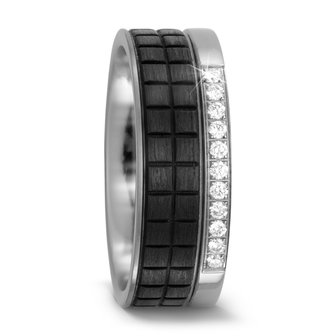 Trouwringen in Carbon en Titanium met diamant(en) per paar 