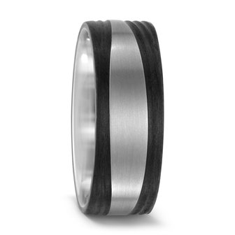 Trouwringen in Carbon en Titanium met diamant(en) per paar 