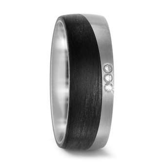 Trouwringen in Carbon en Titanium met diamant(en) per paar 