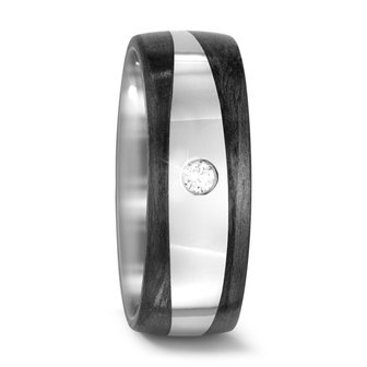 Trouwringen in Carbon en Titanium met diamant(en) per paar 