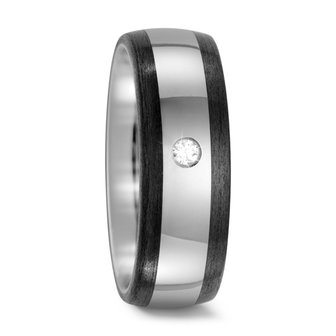 Trouwringen in Carbon en Titanium met diamant(en) per paar 