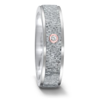 Trouwringen in grijs Carbon en Titanium met diamant(en) per paar