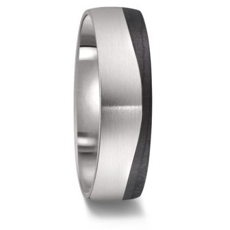 Trouwringen in zwart Carbon en Titanium met diamant(en) per paar