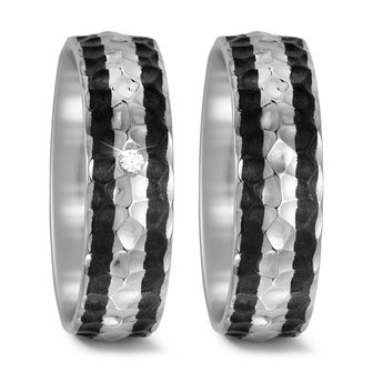 Trouwringen in Carbon en Titanium met diamant(en) per paar 