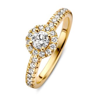 Verlovingsring in 14 karaat 585  geelgoud met diamanten