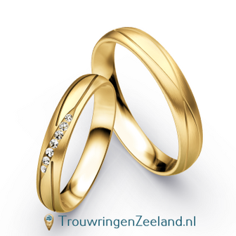 Trouwringen in 8/14/18 karaat geelgoud met diamant(en) per paar vanaf 