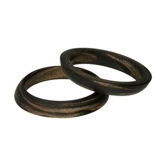 Trouwring eindring aflopend van Carbon met brons om te matchen met Carbon ringen vlak 3,5 mm. breed