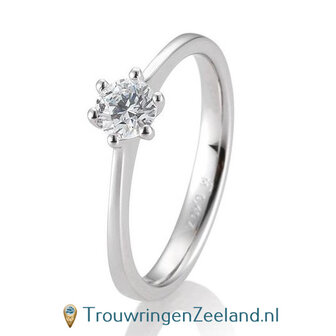 Verlovingsring witgoud 6 punt zetting met 0,40 ct diamant standaard in 14 of 18 karaat 