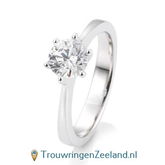 Verlovingsring witgoud 6 punt zetting met 0,80 ct diamant standaard in 14 of 18 karaat 