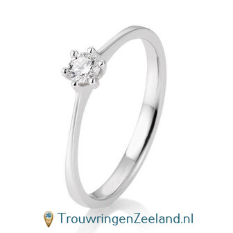 Verlovingsring platina 950 in 6 punt zetting met 0,15 ct diamant standaard