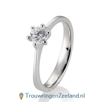 Verlovingsring platina 950 in 6 punt zetting met 0,50 ct diamant standaard