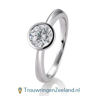 Verlovingsring platina 950 met ronde zetting en 1,50 ct diamant