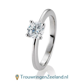 Verlovingsring platina 950 in 4 punt zetting met 0,80 ct diamant standaard