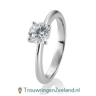 Verlovingsring platina 950 in 4 punt zetting met 1,00 ct diamant standaard