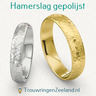 Trouwringen met bewerking Hamerslag gepolijst