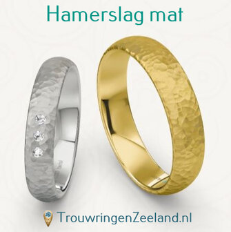 Trouwringen met bewerking Hamerslag mat