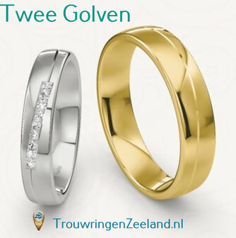 Trouwringen met scheidingsvoegen 2 golven