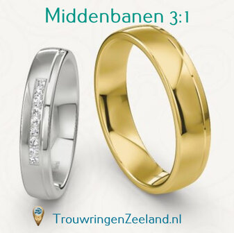 Trouwringen met scheidingsvoegen midden 3-1