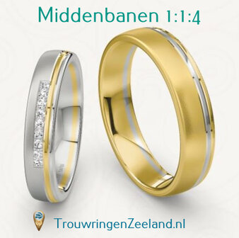 Trouwringen met scheidingsvoegen midden 1-1-4