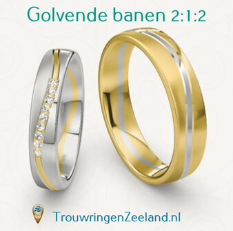 Trouwringen met scheidingsvoegen golvend 2-1-2