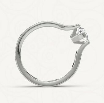 Verlovingsring in 14 of 18 karaat witgoud met 1 x 0,10 ct diamant&nbsp;met robuuste 4 klemzetting