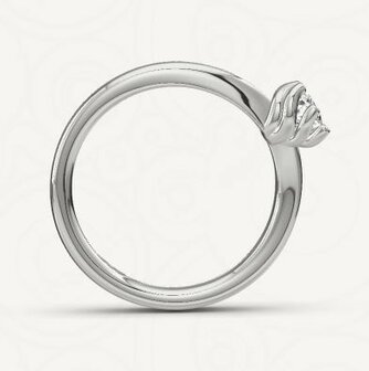 Verlovingsring in 14 of 18 karaat geelgoud met 1 x 0,20 ct topsteen diamant&nbsp;in een bijzondere gedraaide 6 punt zetting 