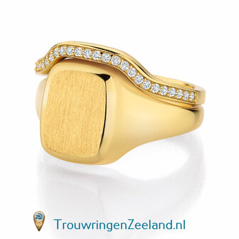 Aanschuifring voor zegelring dames in 14 karaat geelgoud 10 x 8 mm. glans gepolijst voor antieke zetting