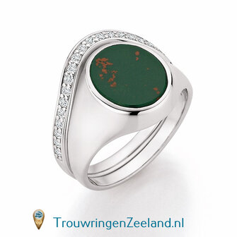 Aanschuifring voor zegelring dames in 14 karaat geelgoud 10 x 8 mm. glans gepolijst voor ovalen zetting