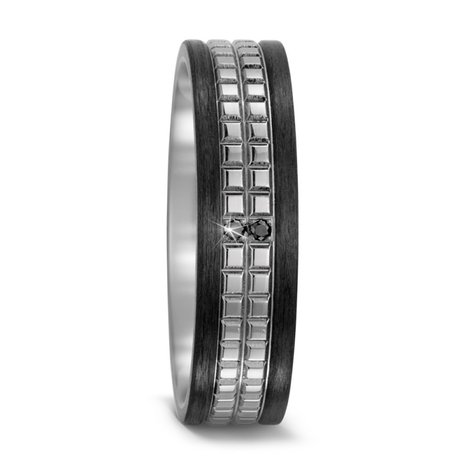 Trouwringen in Carbon en Titanium met diamant(en) per paar 