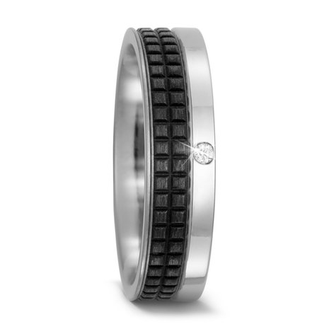 Trouwringen in Carbon en Titanium met diamant(en) per paar 