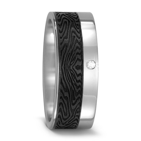 Trouwringen in Carbon en Titanium met diamant(en) per paar 