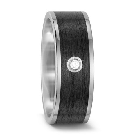 Trouwringen in Carbon en Titanium met diamant(en) per paar 