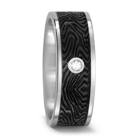 Trouwringen in Carbon en Titanium met diamant(en) per paar 