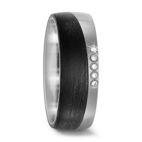 Trouwringen in Carbon en Titanium met diamant(en) per paar 