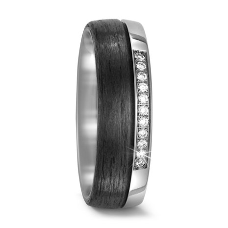 Trouwringen in Carbon en Titanium met diamant(en) per paar 