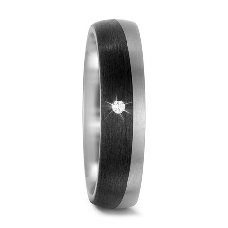 Trouwringen in Carbon en Titanium met diamant(en) per paar 