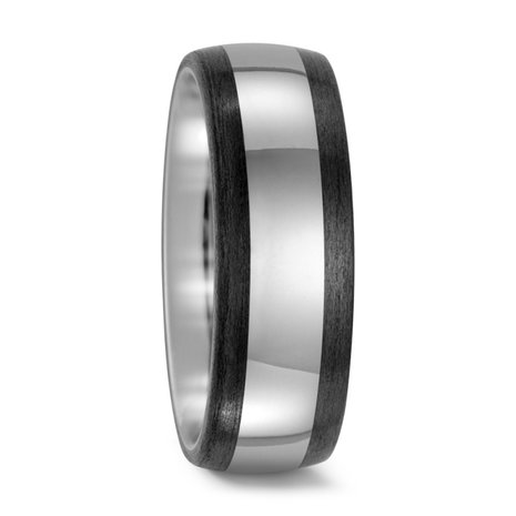 Trouwringen in Carbon en Titanium met diamant(en) per paar 