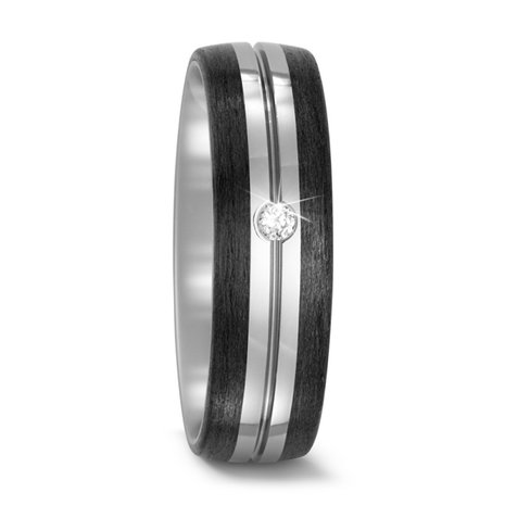 Trouwringen in Carbon en Titanium met diamant(en) per paar 