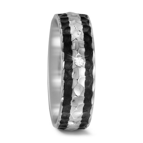 Trouwringen in Carbon en Titanium met diamant(en) per paar 