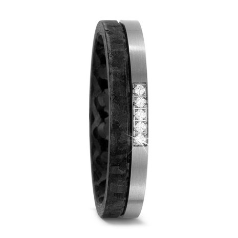 Trouwringen in Carbon en Titanium met diamant(en) per paar 